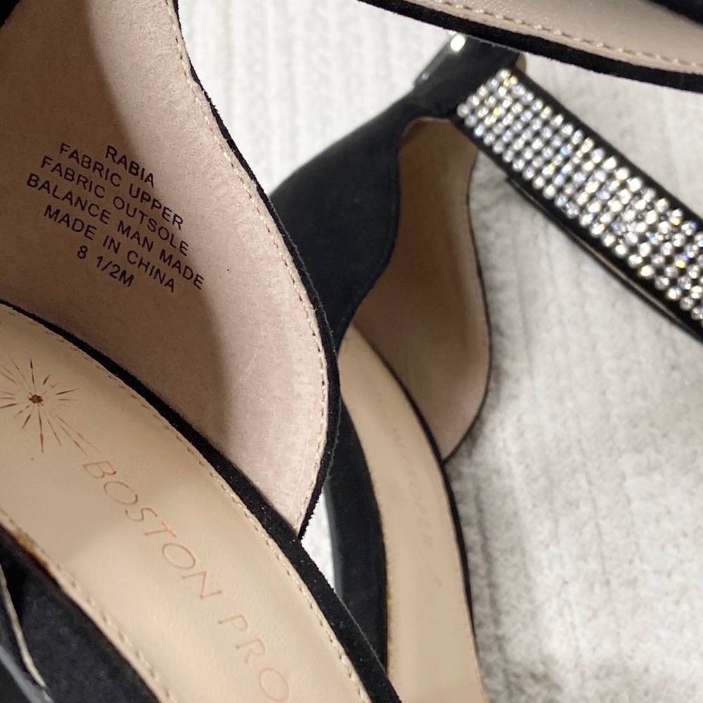 NEW Boston Proper Rabia Black Rhinestone Heels 8.5 - Picture 5 of 8